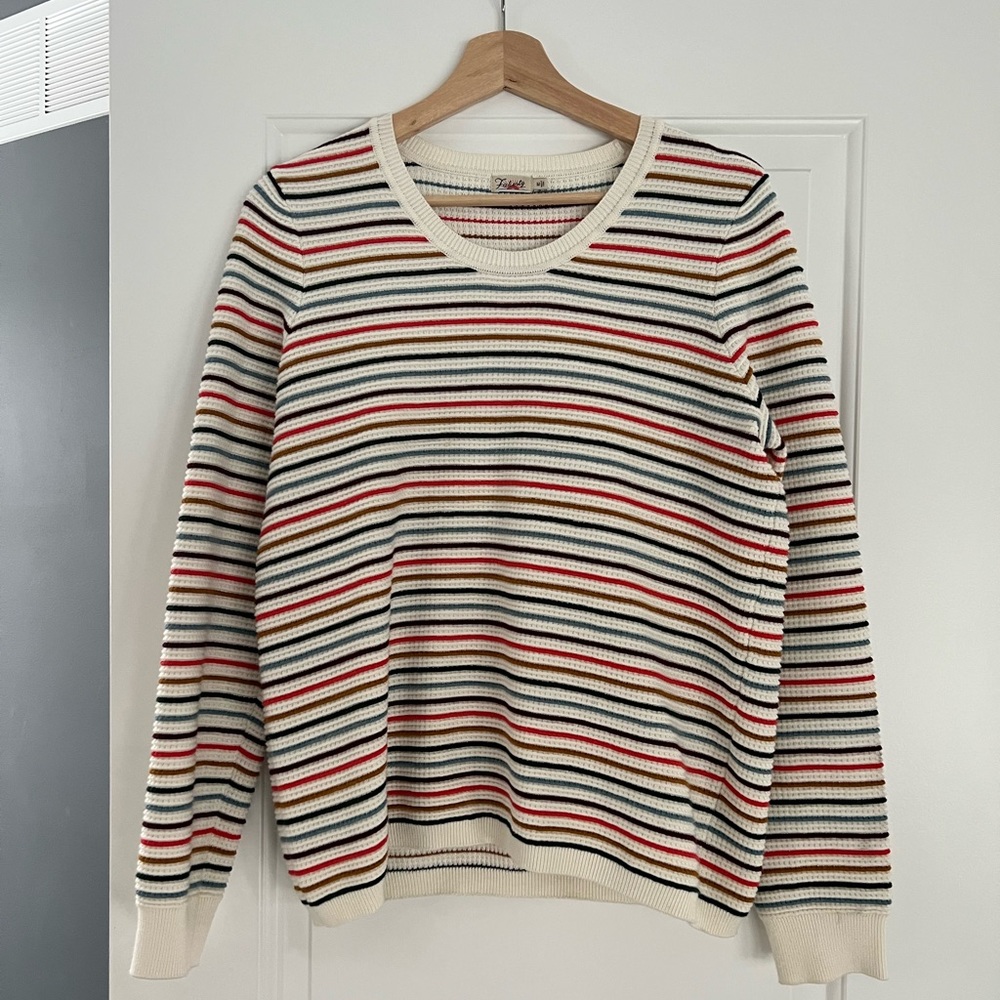Faherty textured striped cotton cashmere knit sweater